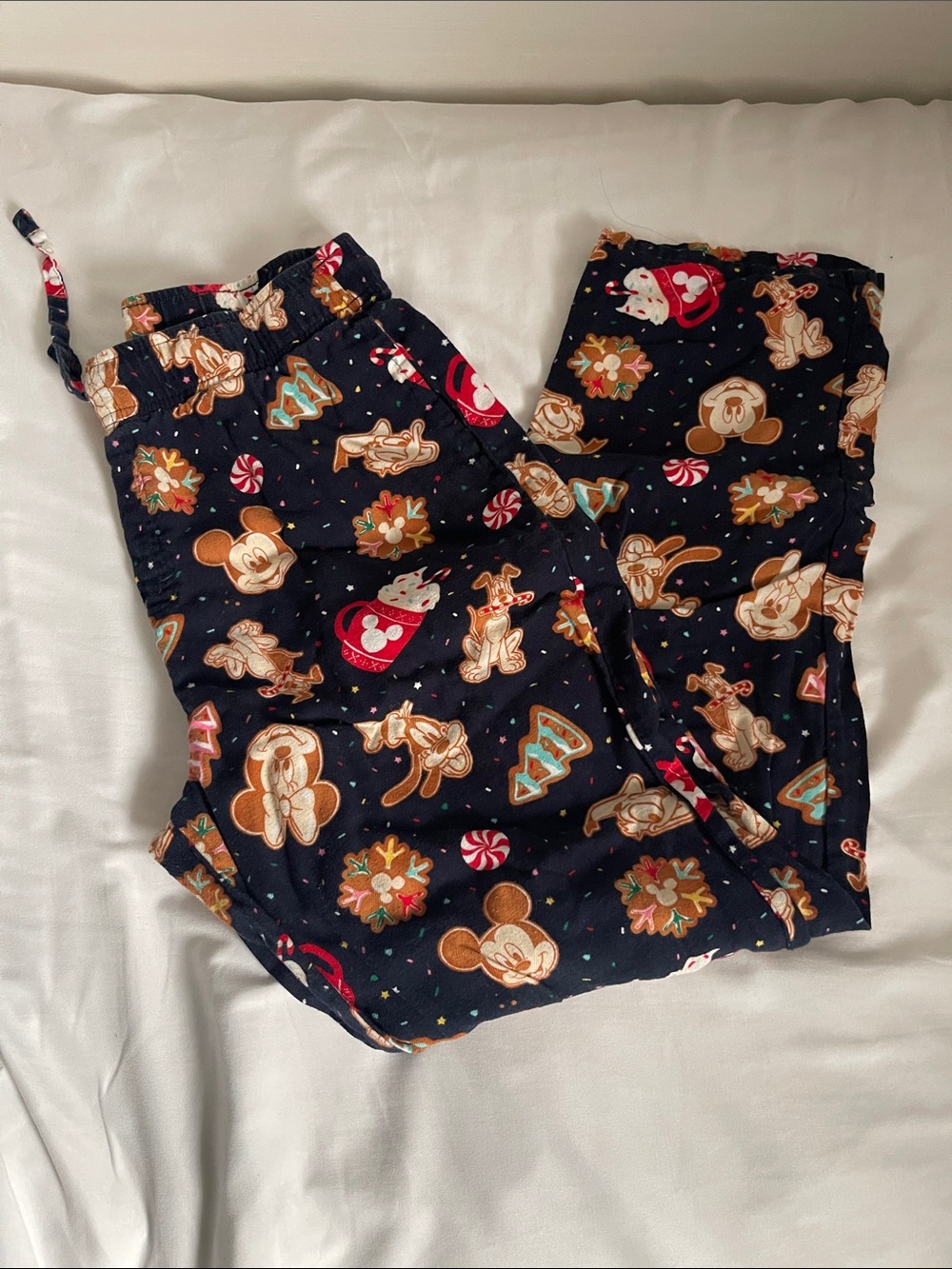 Women Navy Mickey Holiday Print Pajama Pants